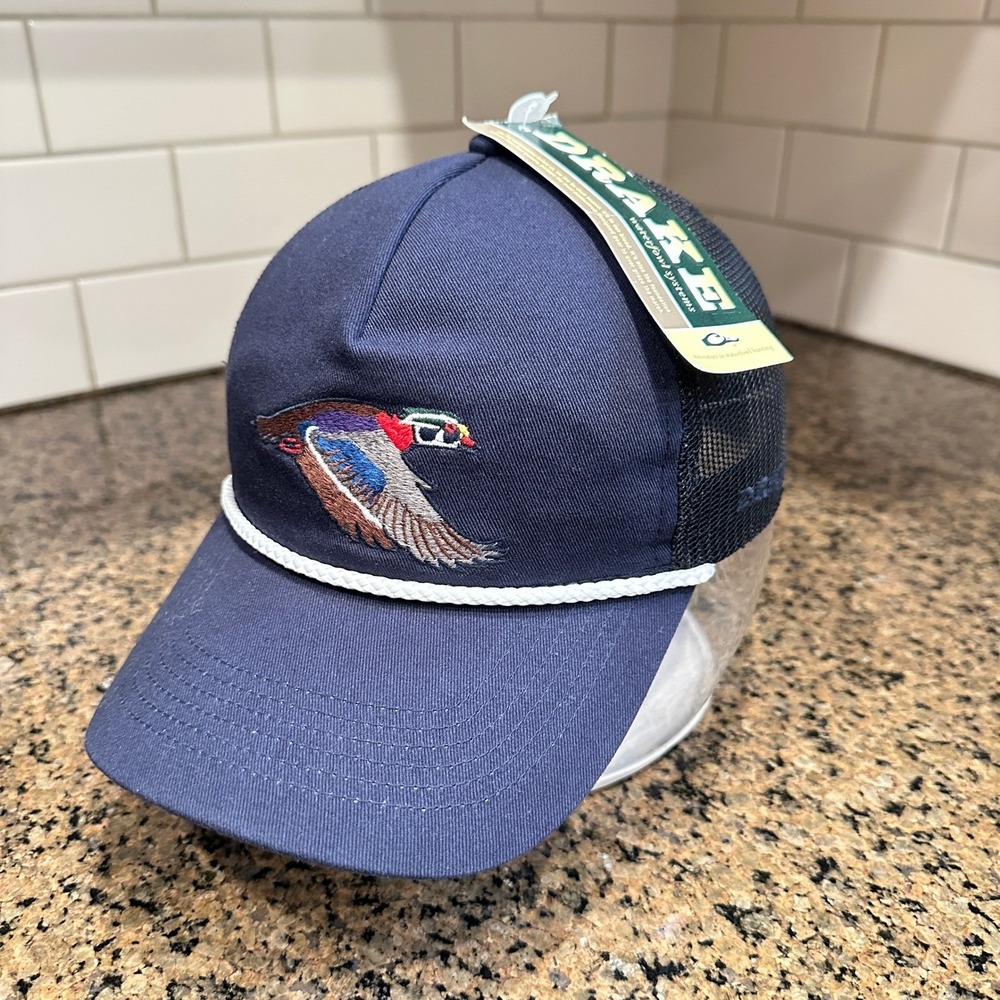 Drake Waterfowl Blue Black Mesh Back Dad Hat Cap Duck‎ Embroidered Snapback